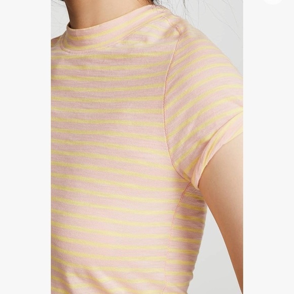 Free People WE THE FREE Night Sky Striped Boho T Shirt in Summer Rose Sz L - Picture 4 of 13